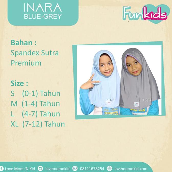 Jilbab Inara Blue Grey Size L I31 Original