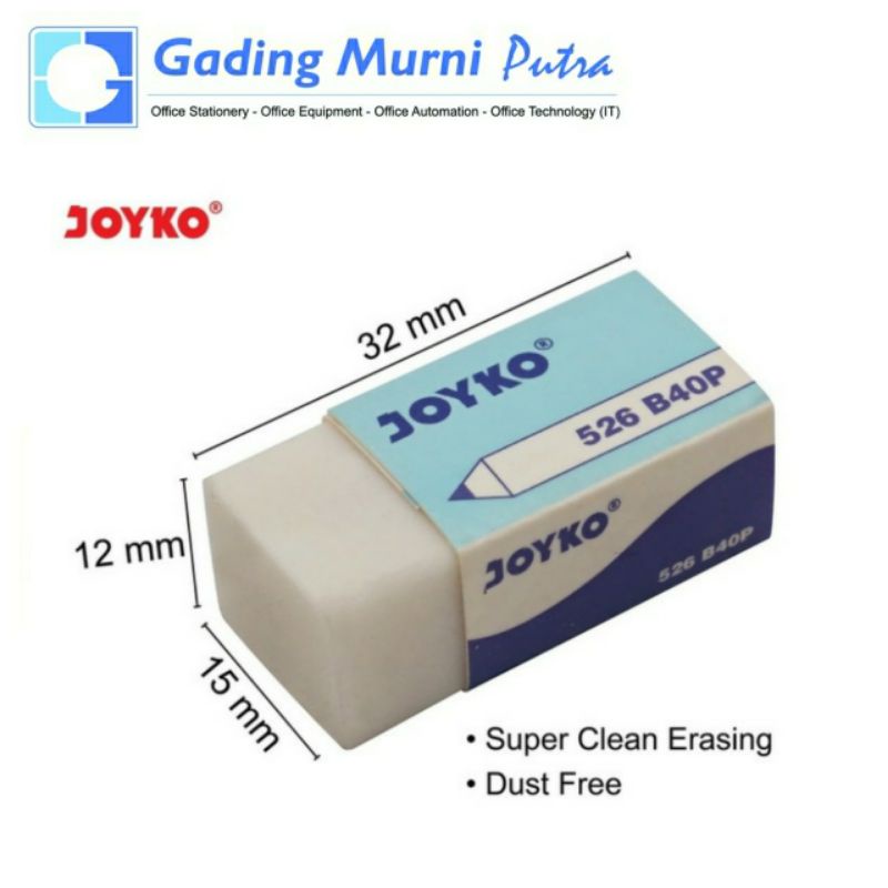 

Penghapus Pensil Stip JOYKO 526 B40P Putih