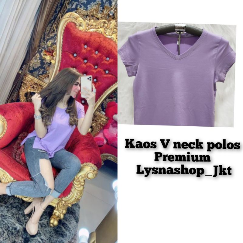 Kaos Polos Wanita Premium Lengan Pendek  / Kaos Polos V Neck / Kaos Polos Wanita