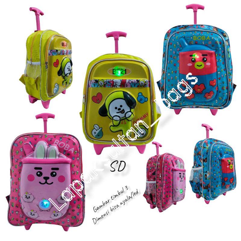 Tas sekolah anak SD/Tas sekolah anak perempuan SD/Tas troli anak/Tas troli anak perempuan/Tas dorong