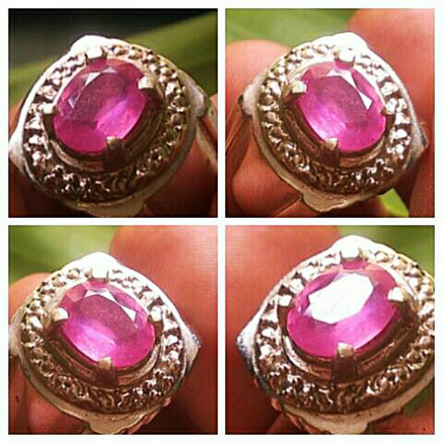 CINCIN BATU AKIK PERMATA PINK RUBY TANZANIA SUPER CLEAN BERKILAU ASLI ALAM.