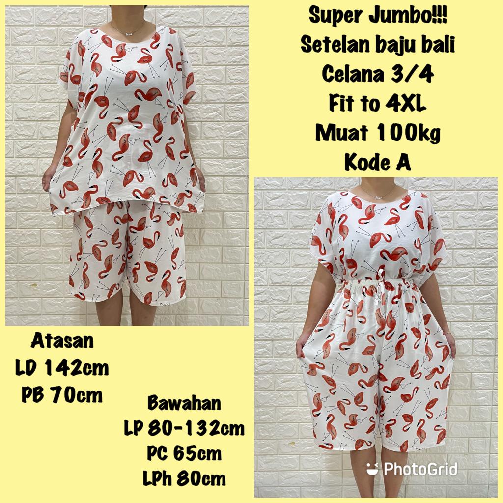 SETELAN BAJU BALI NECI SUPER JUMBO 3/4 FIT TO 4XL REAL PICT 100KG MUAT!!!!KODE A