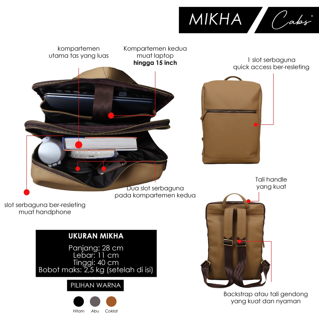 CABS - TAS RANSEL TYPE MIKHA MUAT LAPTOP 16 INCH TAHAN AIR