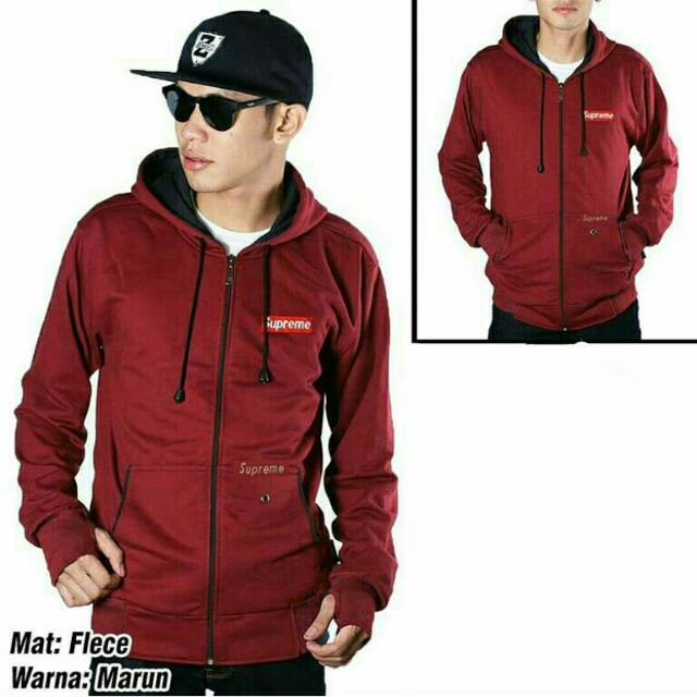 Sweater jacket Supreme Maroon Murah