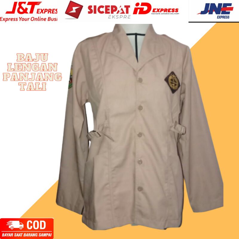 baju seragam sekolah baju Pramuka panjang model tali coklat susu smp SMA
