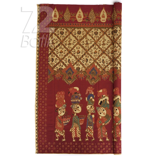 BAHAN BATIK PREMIUM Katun Motif Jamu Gendong Warna Merah 721234 Cap 72 Jarik Jarit Samping Kebat Panjang Batik Katun Modern Premium Bahan Seragam Batik Pernikahan Kantor Keluarga Murah Kamen Jadi Batik Bali Lembaran