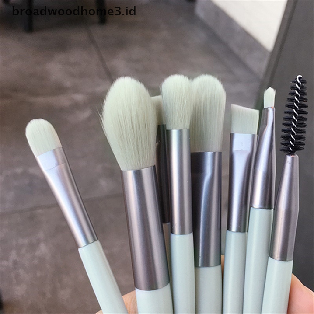 8pcs / set Brush Makeup Mini Portable Gagang Kayu Untuk Pemula