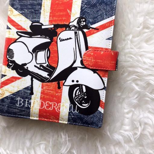 

♖ Binder Motif Vespa UK London Style Printing Kulit Multiring 20ring A5 26ring B5 ♤