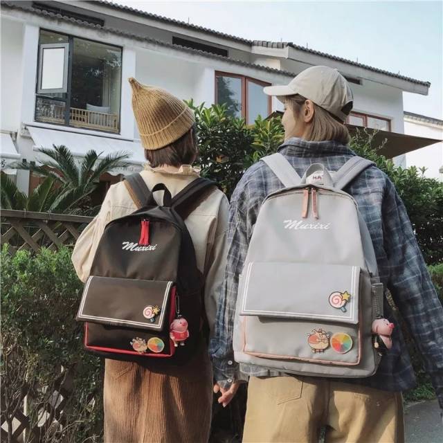 Maxixi Tas Ransel Backpack Sekolah KPOP (Tanpa Accesoris)Ransel Wanita Kanvas Fashion Tas Sekolah Siswa untuk Remaja Perempuan Ransel Wanita Warna Polos Kualitas Tas Buku Travel Santai