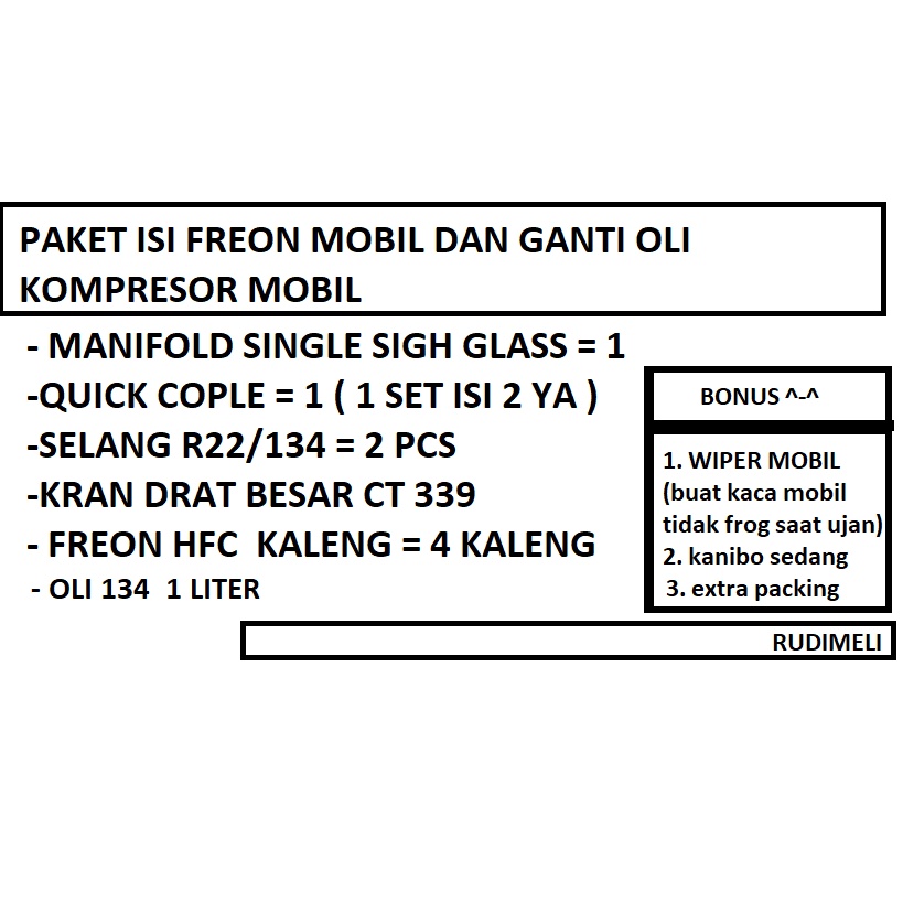 PAKET ISI Pr3on DAN GANTI OLI KOMPRESOR AC MOBIL PLUS BONUS2