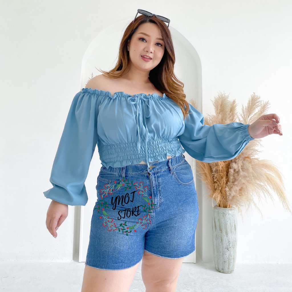 M-XXXXL | Baju Sabrina Jumbo | Heejin Blouse | Baju Sabrina Wanita | Baju Sabrina Jumbo | Atasan Wan