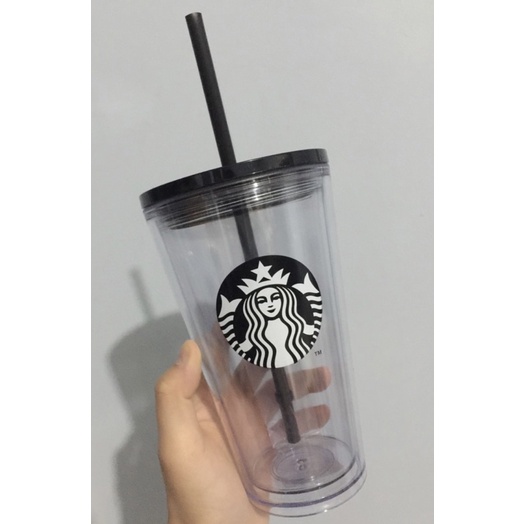 Tumbler Starbucks Grande Transparan with Straw Ready Stock