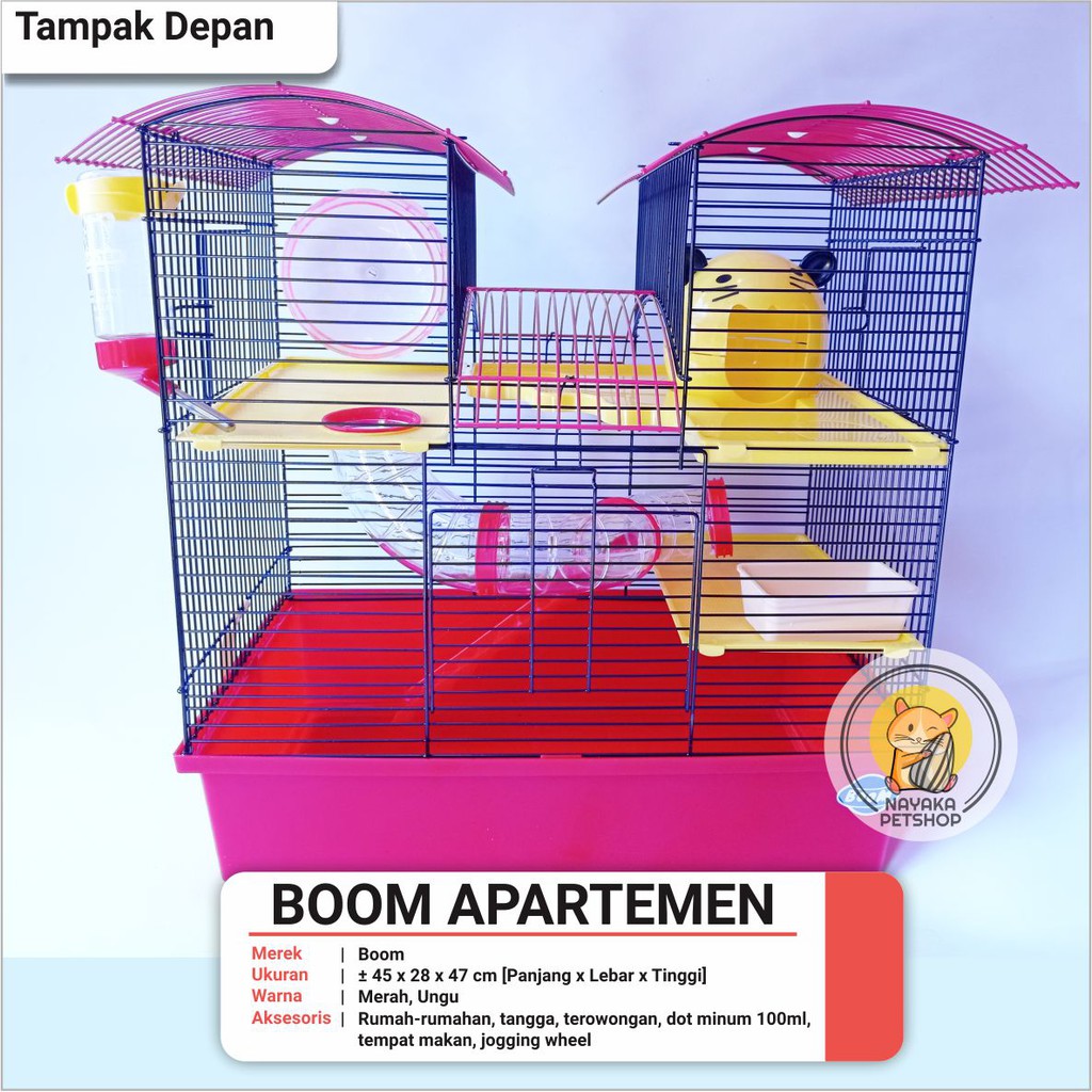 Boom Apartemen Kandang Hewan Hamster Tingkat 3 Lantai