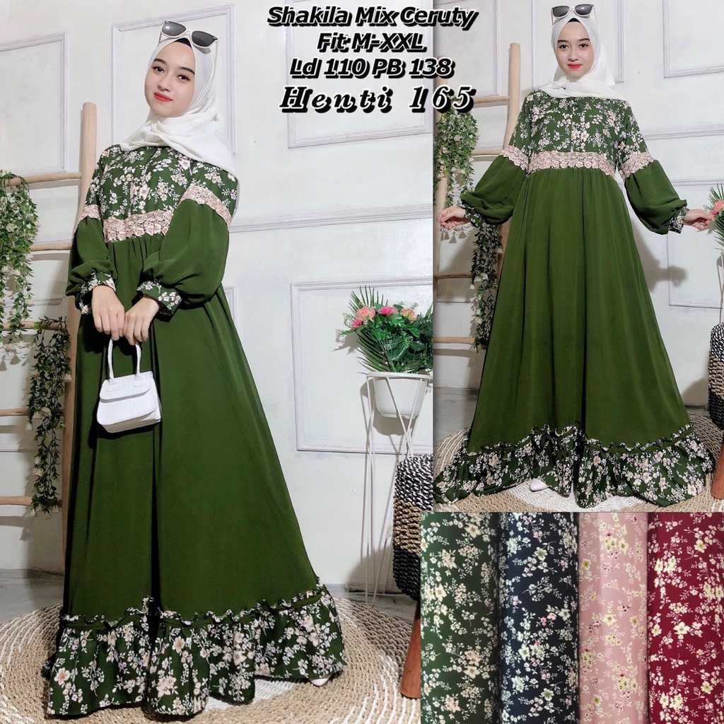 BAJU DEWASA GAMIS SHAKILA MIX RENDA CERUTY BUSUI TERBARU