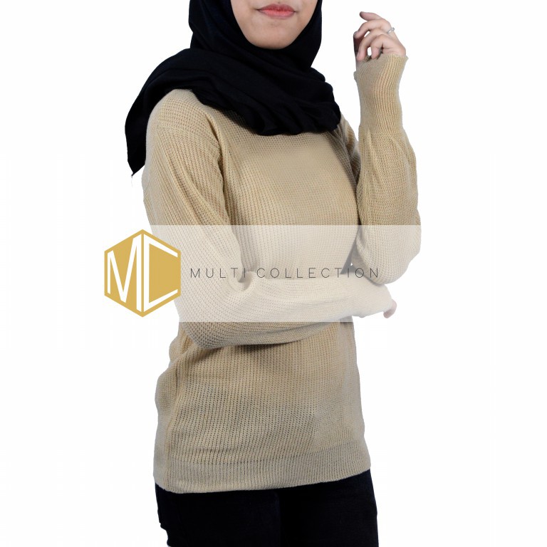 ROUNDHAND SWEATER / Sweater Roundhand / Atasan Rajut Wanita Rajut Halus / Baju Rajut / Sweater rajut-CREAM