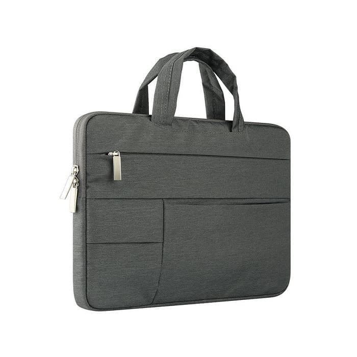 Tas Laptop Macbook Softcase Nylon Pocket Handstrap 13 inch - dark grey