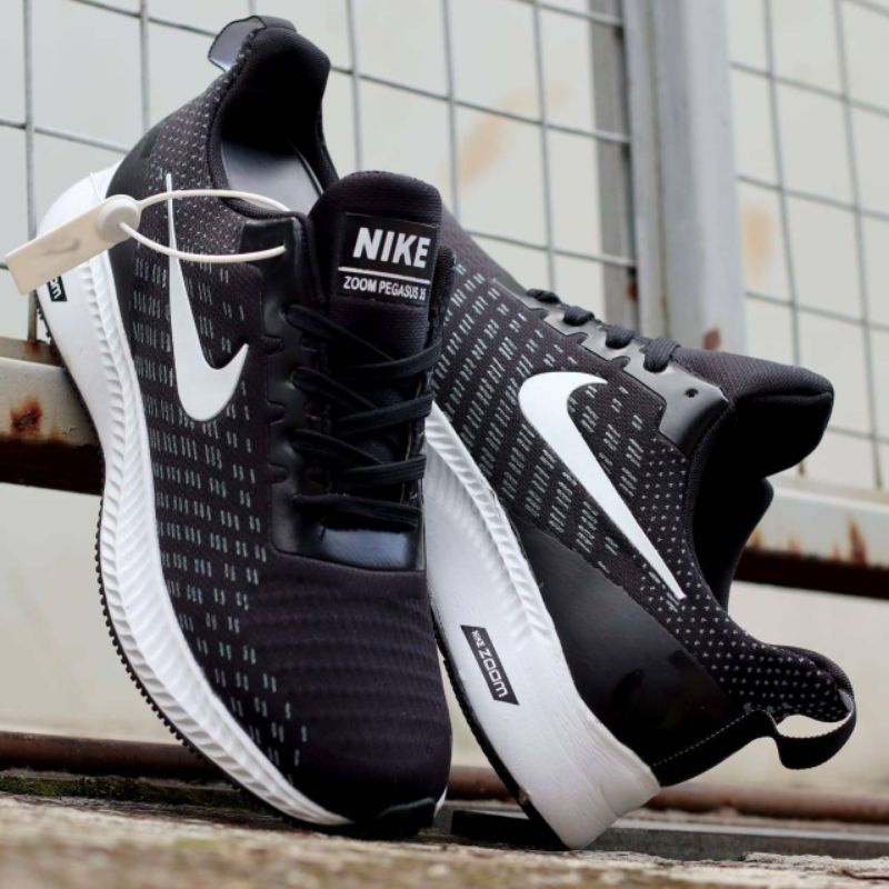 100% PREMIUM Sepatu Nike Zoom Running Pegasus Turbo 35 React Sport Men Hitam Putih Hijau High BW