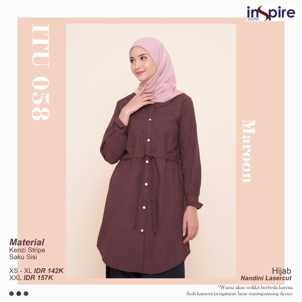 Inspire ITU 58 Tunik wanita Bahana Kenzie Stripe Atasan muslimah terbaru baju remaja masakini