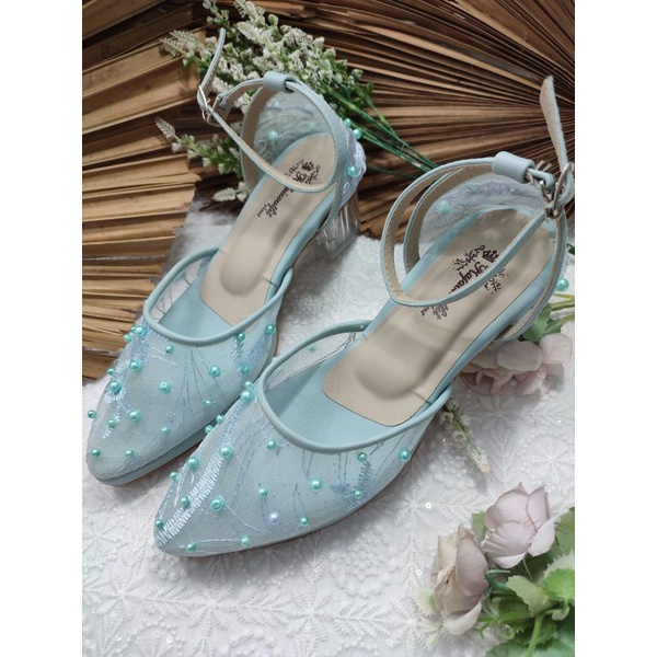 sepatu rafaizoutfit sierna tali wrna babyblue 5cm kaca