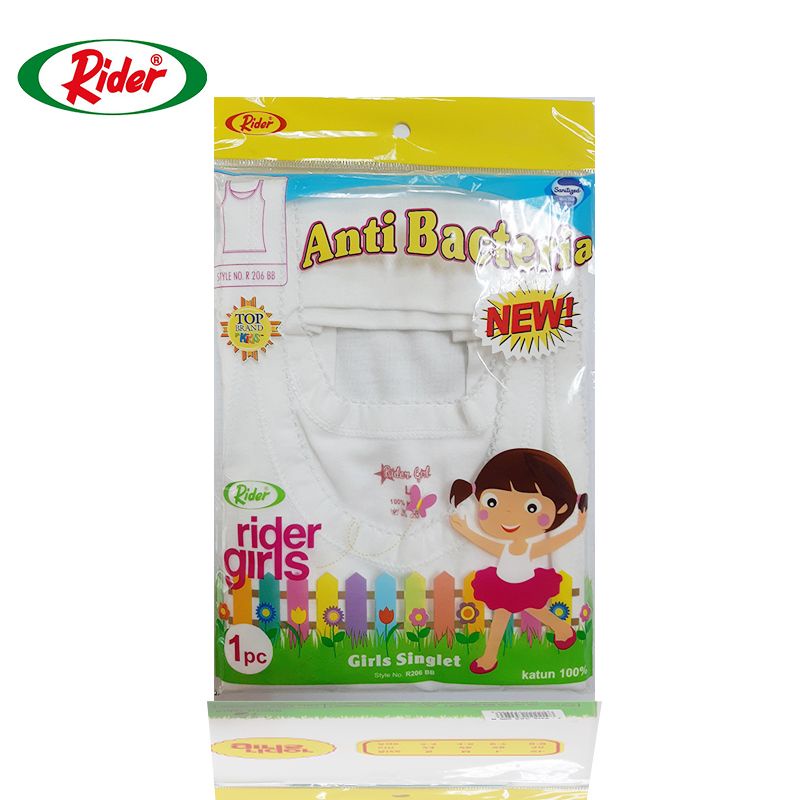 kaos singlet  anak perempuan putih rider anti bacteria r206bbp