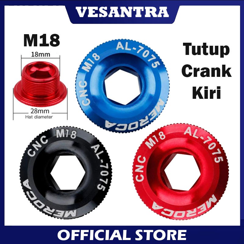 Meroca M18 Crank Cover Tutup Crank Arm Kiri Hollow HT2 Cap Baut