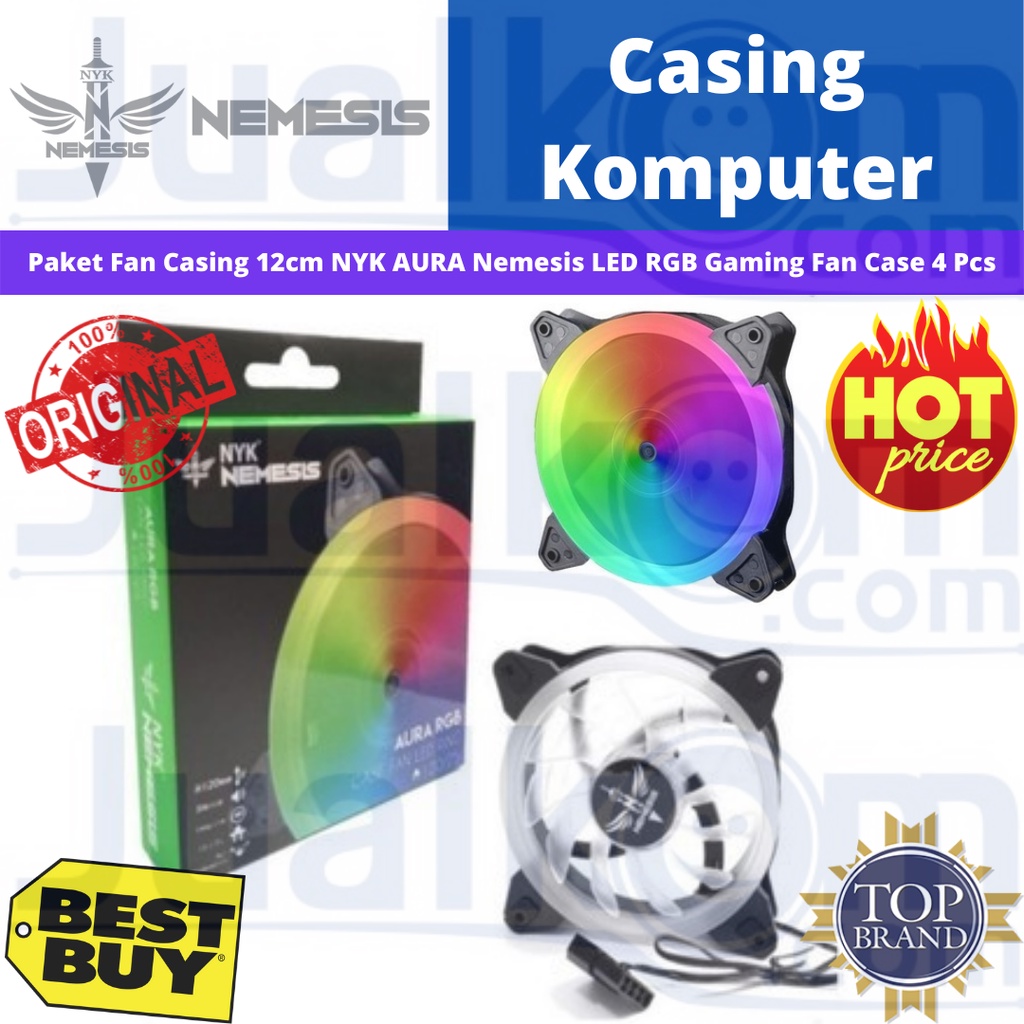 (Paket 4Pcs) Fan Casing Gaming NYK Nemesis AURA RGB 12cm