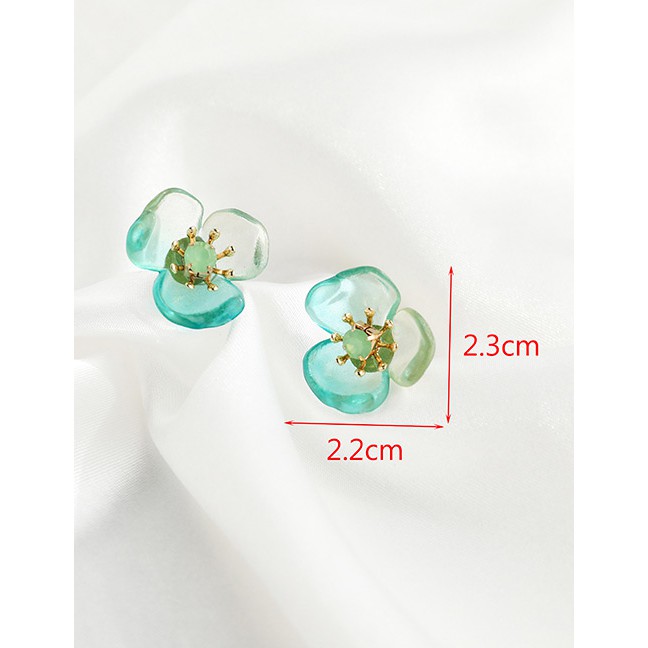 LRC Anting Tusuk Fashion Alloy Resin Transparent Flower Earrings K39451