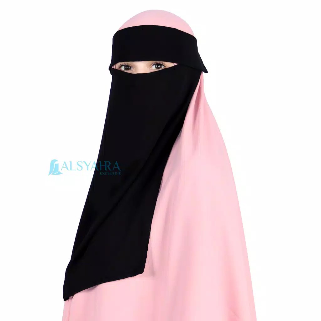 Alsyahra Exclusive Niqab Poni Sifon Silk Jetblack