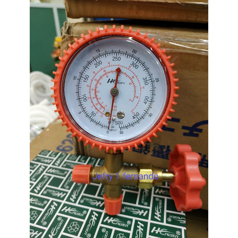 TESTING MANIFOLD SINGLE HIGH PRESURE NON SIGHLASS 500PSI MERAH R22 R134 R12 R502