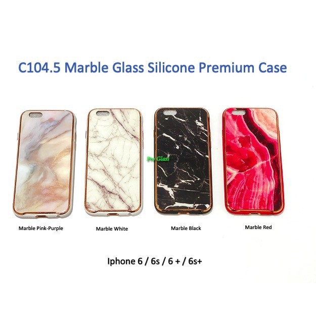 C104.5 Iphone 6 / 6s / 6+ / 6s+ / 7 / 7+ / 8 /8+  Marble Glass Silicone Case Marmer