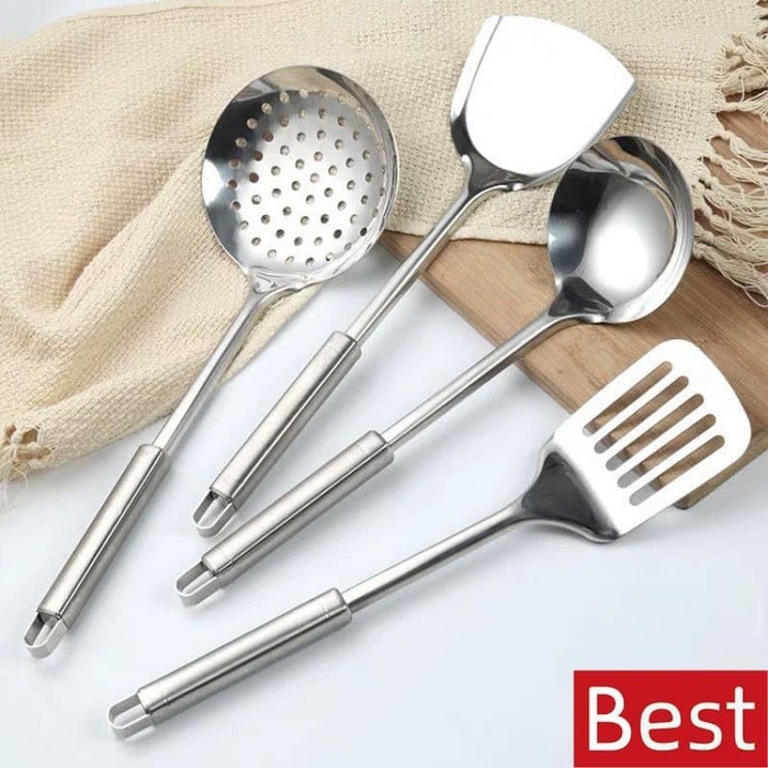 Spatula Set Stainless isi 4 Kitchen Tools Peralatan Untuk Masak Murah isi 4