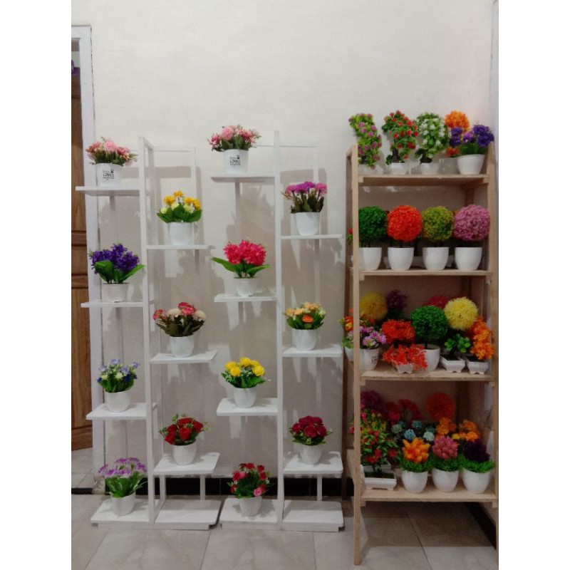 rangkaian rak bunga zigzag minimalis 150 cm 7 susun
