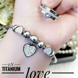 Set Gelang Dan Cincin Wanita Titanium 930