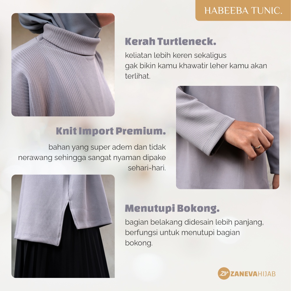 Habeeba Tunic l Knit Premium l Atasan Wanita