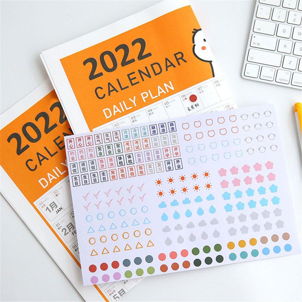 【 ELEGANT 】 Kalender 2022tahun Kartun Alat Tulis Tahunan Bulanan Periodik Planner Hiasan Dinding Memo Tahun