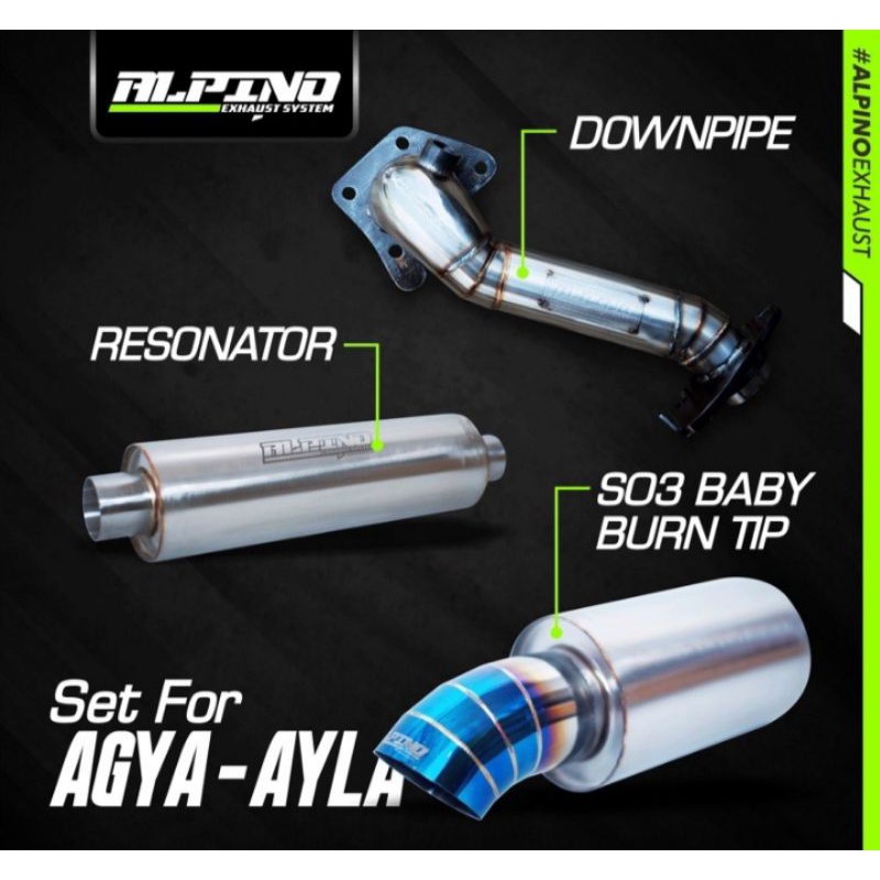 knalpot racing mobil merk alpino exhaust fullset untuk Agya-Ayla