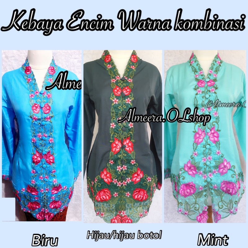 kebaya encim bordir warna pinggir 4L 5L