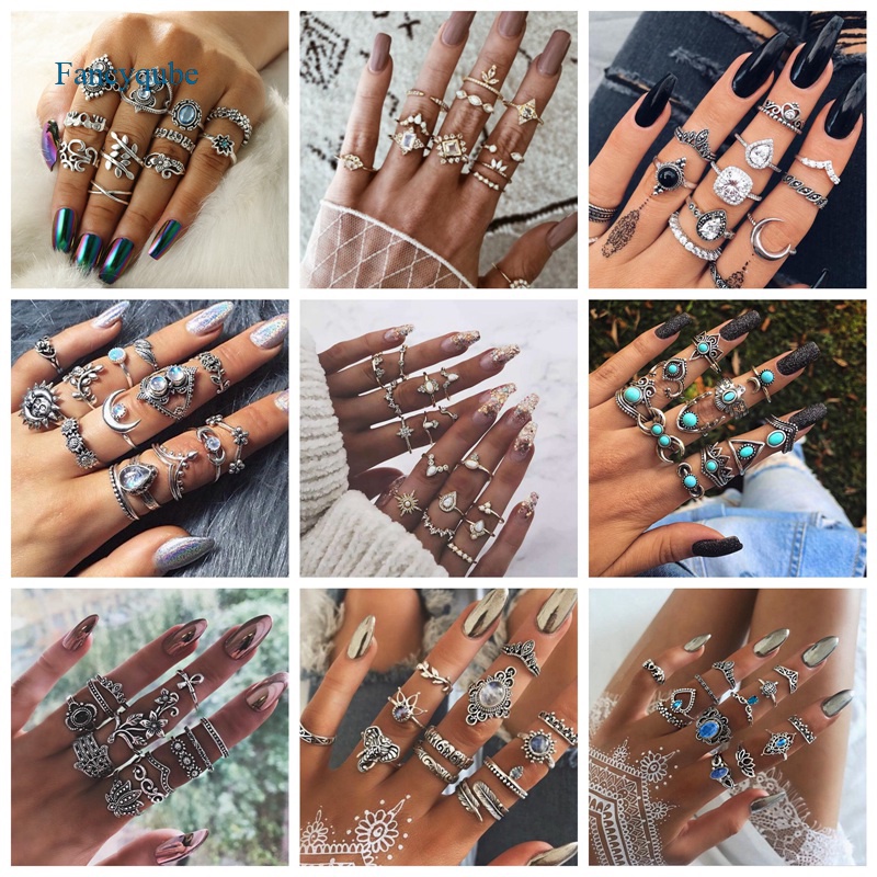 Fancyqube 6-16 PCS Knuckle Stacking Rings For Women Teen Girls,Midi Rings Set Stackable Finger Rings Set