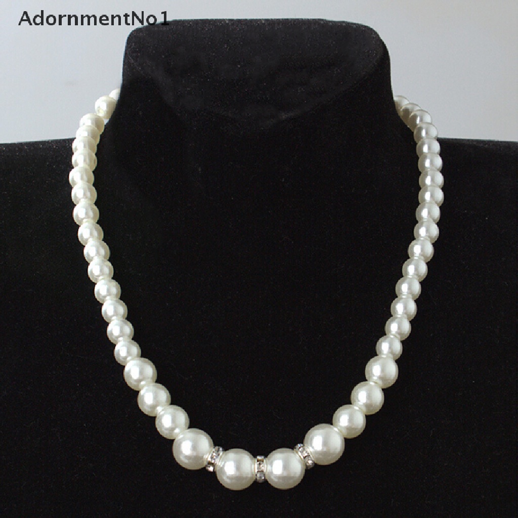 (AdornmentNo1) Set Kalung + Gelang + Anting Gantung Tusuk Aksen Mutiara + Kristal Untuk Perhiasan Wanita / Pernikahan