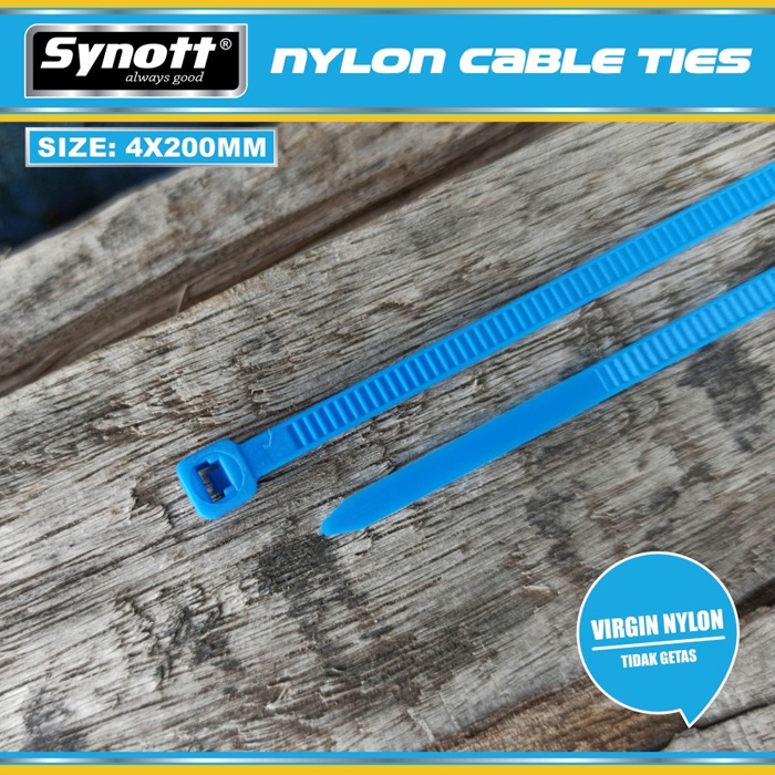 Kabel Tis 200 mm X 4 mm Synott Cable Ties Biru isi 100pcs