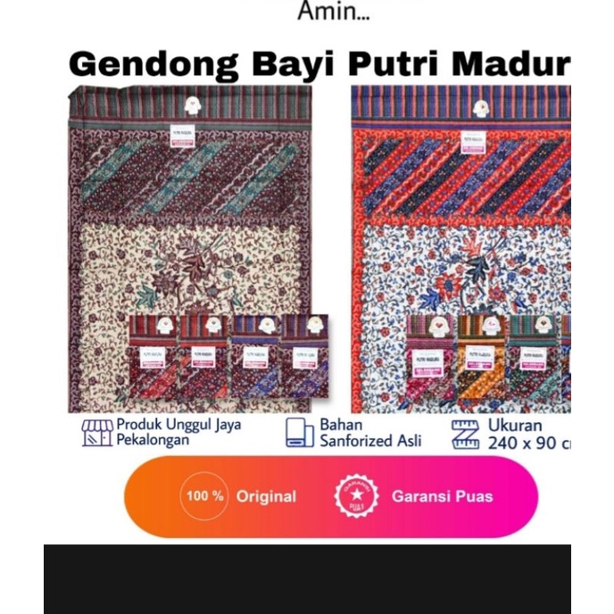 BIG PROMO GENDONGAN BAYI KAIN TEBAL HALUS UNGGUL JAYA PUTRI MADURA BATIK.