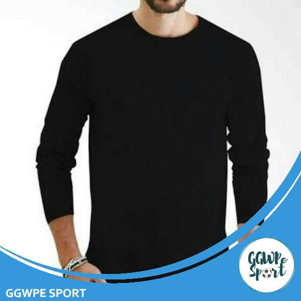 KAOS POLOS LENGAN PANJANG / LONGSLEEVE PRIA KATUN COTTON COMBED 30s WARNA HITAM / BLACK