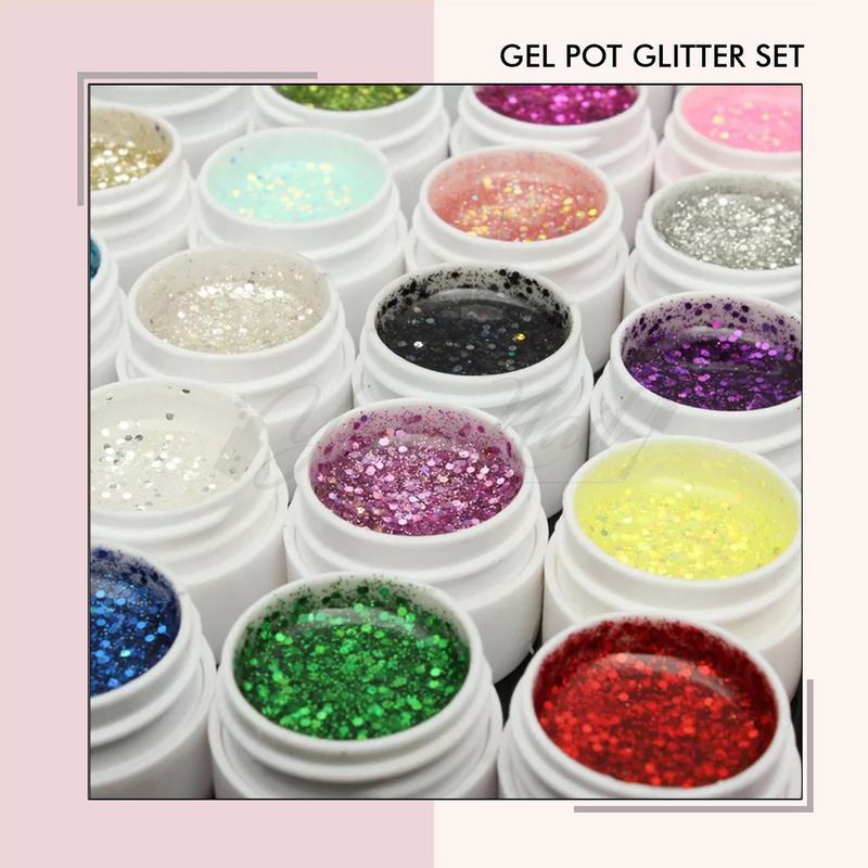 12 colors painting gel pot glitter solid color gliter paint nail art uv gel 12 warna 12pcs