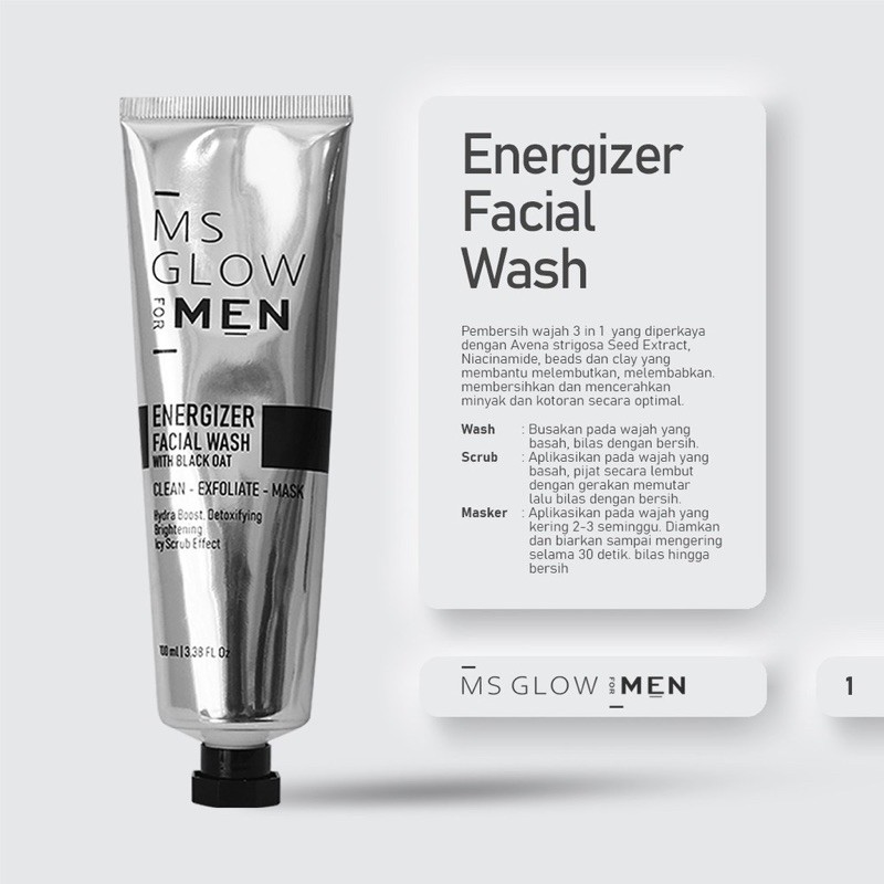 [PAKET HEMAT] MS GLOW FOR MEN Basic Indonesia / Facial Wash Face Serum Cream Sunscreen Complete