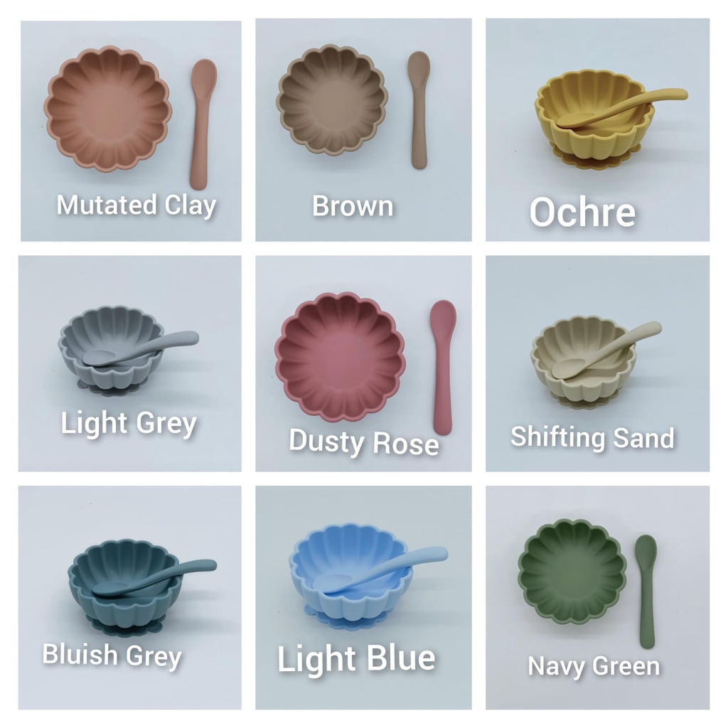 Mangkok Silicone Suction Free Sendok Mangkok Makan Bayi Suction Food Grade