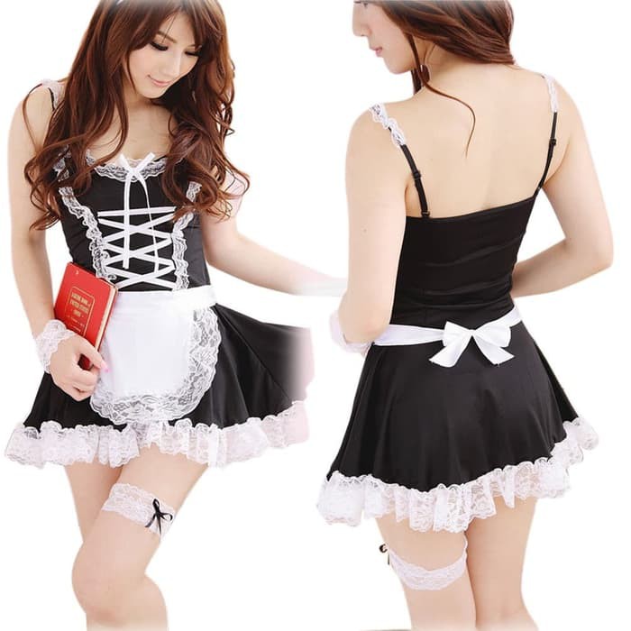 TBI Set 7pcs Kostum Pelayan Sexy Cosplay Halloween Nanny Maid Uniform Anime Japan Playhouse