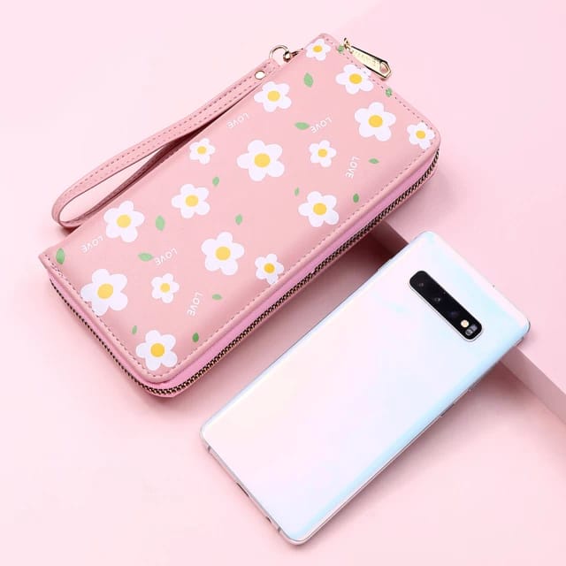 Dompet Panjang Wanita Motif Bunga Daisy Style Wanita Korea Import Real Pict