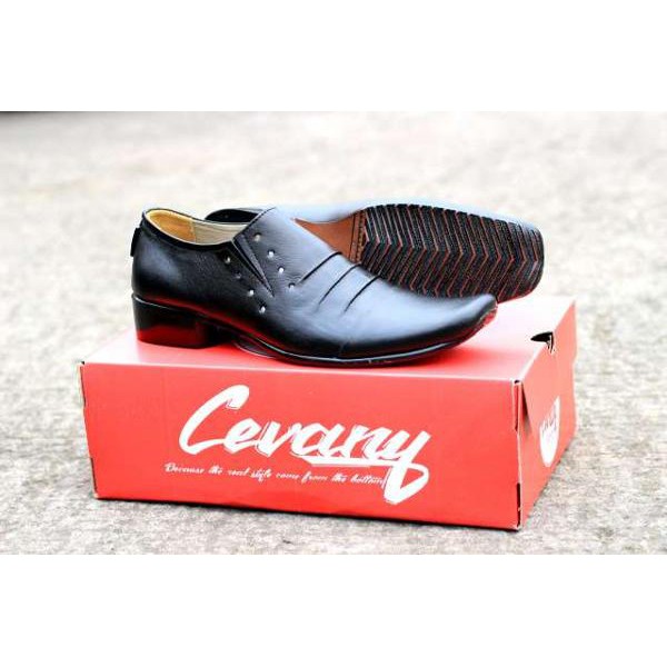 Sepatu Formal Kerja Pria Cevany Pantofel Rample Slip On Kulit Coklat