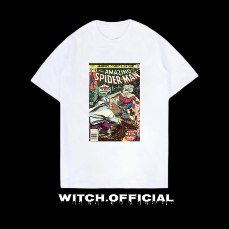 KAOS BAJU SPIDERMAN MARVEL COMICS - TSHIRT MARVEL COMICS SPIDERMAN - DISTRO PUTIH PRIA WANITA DEWASA