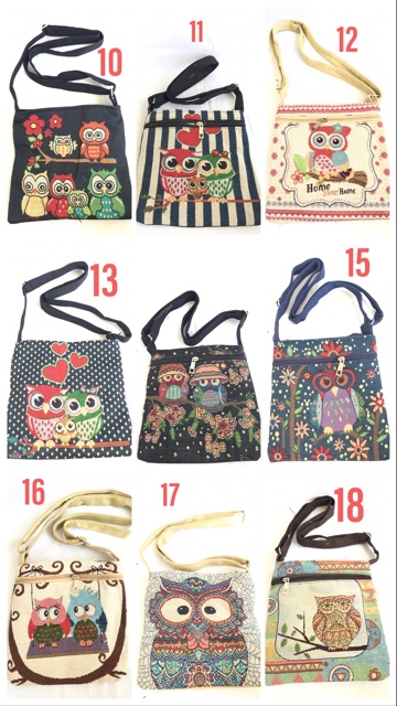 Tas selempang mini anak wanita casual OWL Gajah Thailand kanvas import